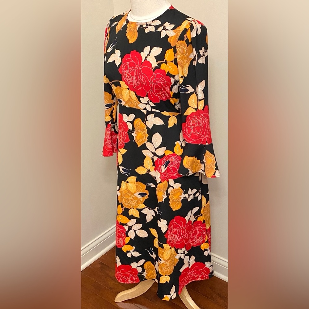 ASOS Black Red Dark Floral SZ 6 Shabby Chic Cottagecore Boho Romantic Fall Dress - Picture 5 of 10